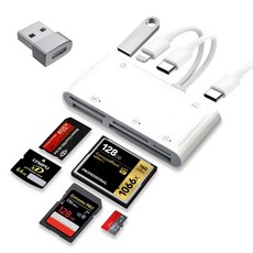 7in2 멀티허브 외장하드 TF SD XD CF MS USB C타입 올인원 카드리더기, 화이트, 1개 화이트