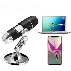무선 디지털 와이파이 USB 마이크로스코프 50X 1000X 확대 미니 휴대용 내시경 검사 카메라 8개 LED와 아이폰 안드로이드 스마트폰 맥 윈도우즈 블랙, 상세페이지 참조
