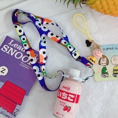물병 스트랩 목걸이 홀더 6종 GODSHOP 음료수 생수 끈, 1개, 미들버전/딸기