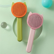 원터치 고양이 강아지 장모종 포메라니안 빗 슬리커 말티즈 단모종 핀브러쉬 비숑 엉킨털제거, 오렌지그린, 1개