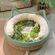 낭콩마켓 강아지방석 도넛 담요 펫 극세사, 1개, 녹색 나무+미백 매트+반포 베개 S-소형 5kg 이하