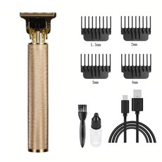 T9 헤어 클리퍼 전기 면도기 레트로 충전식 커팅 무선 수염, 07 Metal Gold, 1개