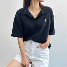 걸즈팩토리 여성용 샤샤핏 세미크롭 반팔 카라티셔츠