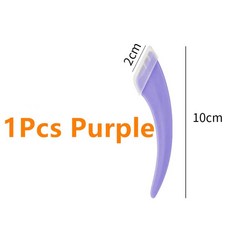 눈썹 트리밍 나이프 초승달 모양 얼굴 면도기 가위 빗 트리머, 2.1Pcs Purple