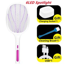 3000V 전기 파리 찰싹 때리는 살인자 자외선 USB 충전식 LED 램프 여름 모기 트랩 라켓 안티 곤충 버그 재빠른, 보라색 6LED, 1개