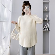 패션 여성 반폴라 니트 봄가을 임산부 스웨터 빅사이즈 루즈핏 겨울 임부복 니트 티셔츠 긴팔 상의 YJW