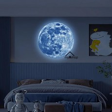 미적인 3D 야광 달 벽 스티커 어둠 속에서 빛나는 PVC 홈 키즈 룸 데칼 장식, 02 blue_03 diameter 20cm, 03 diameter 20cm