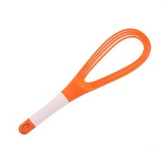 거품기 1pcs 다기능 회전식 풍선 및 플랫 털 달걀 비터 플라스틱 손 반죽 반죽 믹서기 계란 믹서 도구 주방 가제트, 주황색, 1개