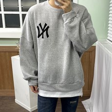 룩플랜 레이어드 박스 오버핏 뉴욕 프린팅 맨투맨