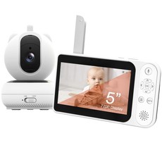 VIZOLINK 720P 5'' HD (White) 아기 모니터 시청 카메라 무선 비디오 아기 모니터, 1개