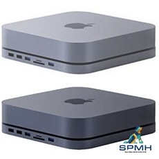 SPMH X1 맥미니 외장하드 허브 SATA SSD USB 4포트 SD카드리더 올인원, 스페이스그레이