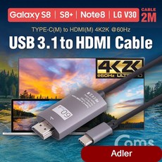컴퓨터 USB 3.1 컨버터 케이블 2M Type-C to HDMI rgbhdmi