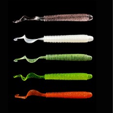 C테일 웜 10개입 배스 루어 낚시 소프트 베이트 광어 우럭, 다크그린, 대(9.7cm)