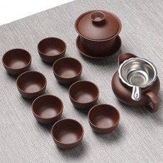 수제 보라색 클레이 쿵푸 티 찻주전자 음료용기 티포트 컵 세라믹 중국 푸어, 7. 07