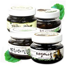 나물절임 미소반 깊은맛을 살린 건강하고 맛있는 절임 베이직 4종세트(명이나물 고추냉이잎 돌산갓 방풍나물) 방풍나물 방풍나물절임, CONG_ 1_DH