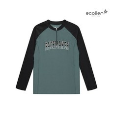 에꼴리에 남자 여름신상 배색라글란반집업래쉬가드티(25B0408)