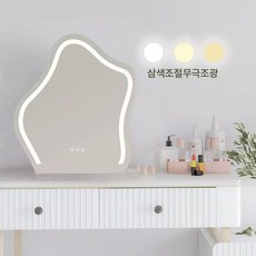 구름 led 조명 거울 화장 거울 탁상 벽걸이 스탠드 거울 기숙사 거울 벽에 거울 붙이기 자체 접착78381, 고화질두께방폭-60폭*80높이B타입, 【심플】삼색광+무극조광