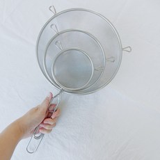 [안젤라스] 스텐 손잡이채망 밀가루체 건지기 뜰채 소중대 3size (베이킹 제과제빵 베이커리), 소 (지름 12cm), 1개