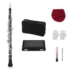 Muslady Professional 오보에 C 키 반자동 스타일 니켈 도금 키 오보에 리드 장갑 가죽 케이스가있는 목 관악기, Silver-plated Keys_1