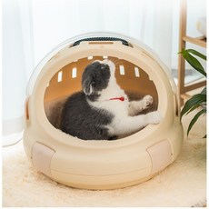 고양이 강아지 켄넬 하우스 우주선 이동 가방 캐리어 기내용 3color, 아이보리, 1개