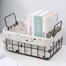 폴리수납바스켓 수건보관함 바께스 보관 바구니 스낵, 대리석-소형