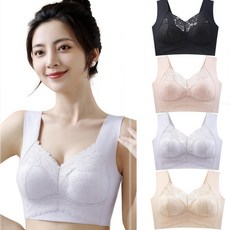 ROOICE여성속옷브라 노와이어 스포츠 심리스 레이스플라워 브래지어 빅사이즈 4종세트GRRU