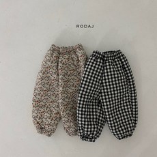 로다제이 따숨팬츠 솜 플라워 체크 겨울 여아 남아 유아동 밴딩바지