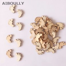 100pcs DIY 자연 나무 귀여운 아기 발 스페이서 느슨한 구슬 맞추기 아이 Handmake 아기 쇼 결혼식 크리스마스 파티 장식 제작