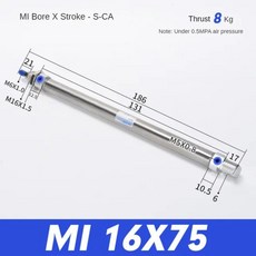 HEBAI 소형 스테인레스 스틸 미니 소형 실린더 MI16 CD85N16 공압 보어 10 25mm 스트로크, 1개
