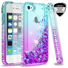 LeYi Compatible for iPhone 4S Case with Tempered Glass Screen Protector [2 Pack]