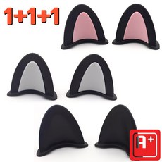 [1+1+1]귀여운 동물 고양이 귀 헬멧 부착형 레포츠용 선물용 3색 혼합, 구성품2(블랙/핑크1셋+블랙/그레이1셋+블랙1셋)