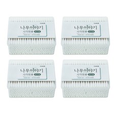 나무이야기 순면100% 사각면봉 회오리형 7.5cm 200P, 4개, 200개입