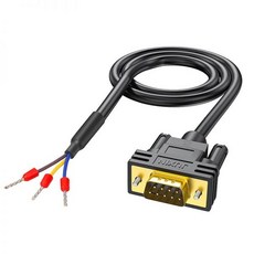 JUXINICE DB9 커넥터 RS232 직렬 케이블 암 베어 와이어 DSUB 9핀 9 모두 배선 터미널과 함께 제공됨 검정색, DB9 Male -235PIN 5FT, 1개