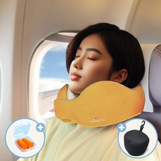 우디우디 여행용 기내용 메모리폼 목베개 쿠션, 옐로우