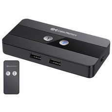 케이블이 중요한 컴퓨터 2대 및 USB 주변기기 4대용 USB 2.0 스위치 허브 USB 공유 스위치 - 버튼 또는 무선 리모컨 스왑