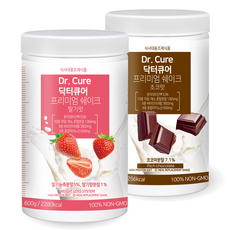1+1 닥터큐어 식사대용 단백질 쉐이크 다이어트쉐이크, 초코+딸기, 2개, 600g
