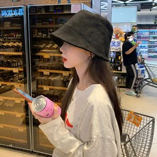 여성 겨울 스웨이드 벙거지모자 얼굴소멸 버킷햇 오버핏 버킷모자