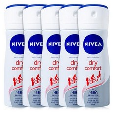 니베아 데오드란트 스프레이 드라이 5개 데오도란트 땀 냄새 제거, 60ml
