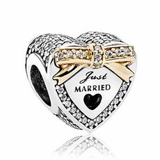 Marriage ornament Charm Just Married Gold Plated Silver Beads/503760
