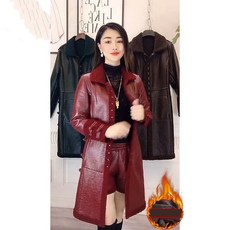 [Myshe]여성 무스탕 코트 가죽 자켓 기모 PU 자켓 가을 겨울 Xiao621WC05