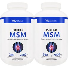 My Life [미국빠른직구] 신제품 마이라이프 내추럴스 식이유황 MSM 2000mg, 240정, 2병