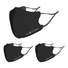 썬마스킨 프리미엄 자외선차단 UV 빨아쓰는 코받침 끈조절 스포츠 패션마스크 3매, 블랙