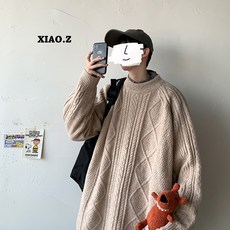 Nov.27 238번 꽈배기 니트 여 추동 덧장 학생 루즈핏 커플조표 보온 니트Z
