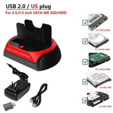 USB C타입 멀티허브 분배기 허브 SATA IDE HDD 3.0 도킹 스테이션 2.5 3.5 인치 어댑터 SSD 솔리드 스테이트 카드 리더 포함 외장 하드 드라이브, 10 USB2.0 US JP