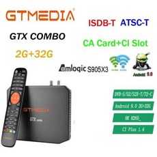 셋톱박스 GTMEDIA GTX GT 콤보 8K Amlogic S905X3 안드로이드 90 위성 지상 DVBS2XTT2CC2 ATSCT ISDBT CA CI 대 mecool kt1, 4) Au 플러그, 1개
