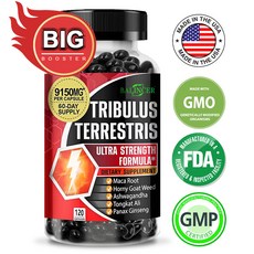 Tribulus Terrestris 추출물 - 에너지 성능 기분 개선 호르몬 균형을 위한 최대 효능 테스토스테론 부스터 및 에스트로겐 차단제 지원 - 120 캡슐, 60캡슐, 60정, 1개