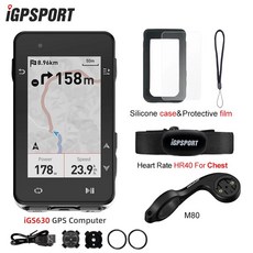 IGPSPORT iGS630 자전거 GPS 컴퓨터 글로벌 오프라인 지도 내비게이션 사이클링 무선 속도계 지지대 전, 없음, 5) iGS630 with HR40