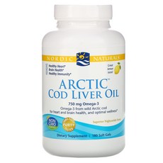 Nordic Natural Professional Naturals 북극 대구 간유 레몬 1000 mg 180 소프트 젤, 상세설명참조, 1개