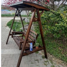 야외 그네 정원 성인 베란다 원목방부 2인용 흔들 의자 실내외 가든 리프트 키즈, 탄화 그네(설치공구 배달)