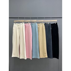 파스텔 코듀로이 와이드 밴딩 팬츠 여자 겨울 융 기모 통일자 밍크 안감 골덴 바지
